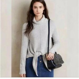 ⭐️ANTHROPOLOGIE MOTH Cashmere Blend Tie Front Turtleneck Sweater⭐️